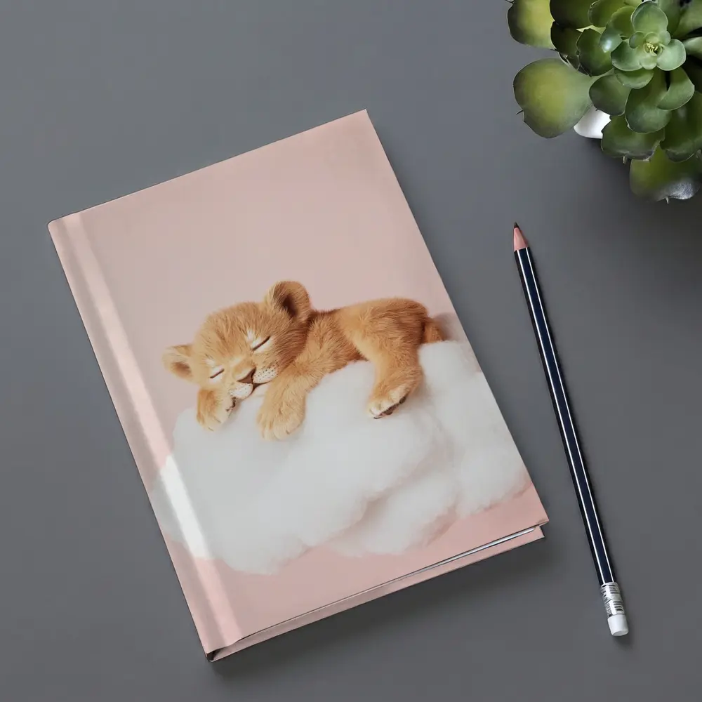 Sleeping Lion Cub On Cloud Pink – Notebooks