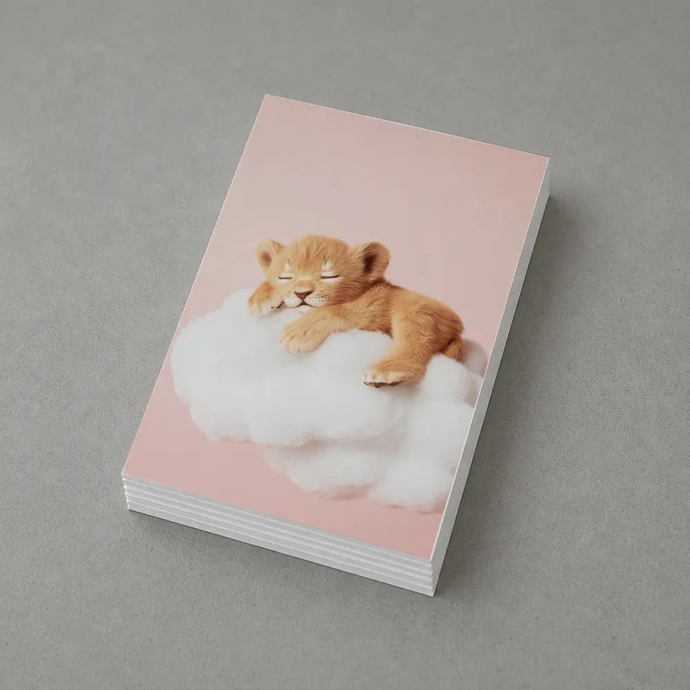 Sleeping Lion Cub On Cloud Pink – Postcards