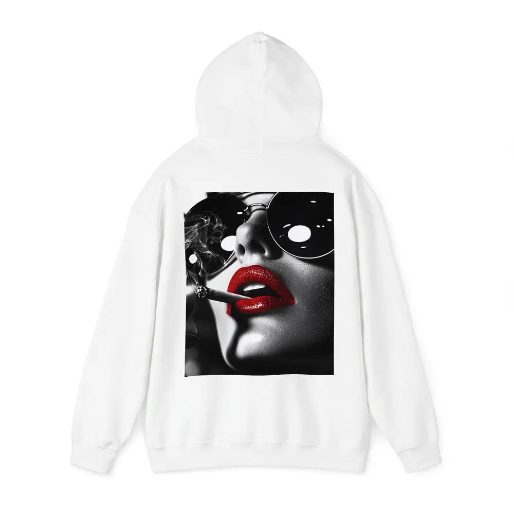 Woman Red Lips Sunglasses Black White – Hoodies
