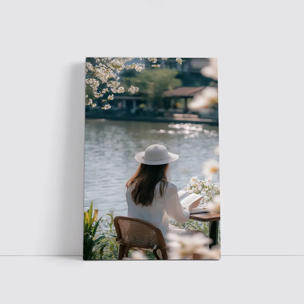 Woman Reading Book by Serene Lake – Wall Art