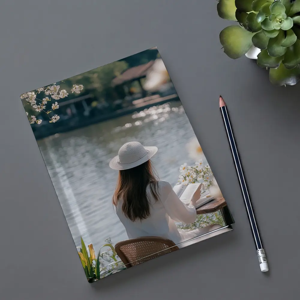 Woman Reading Book by Serene Lake – Notebooks
