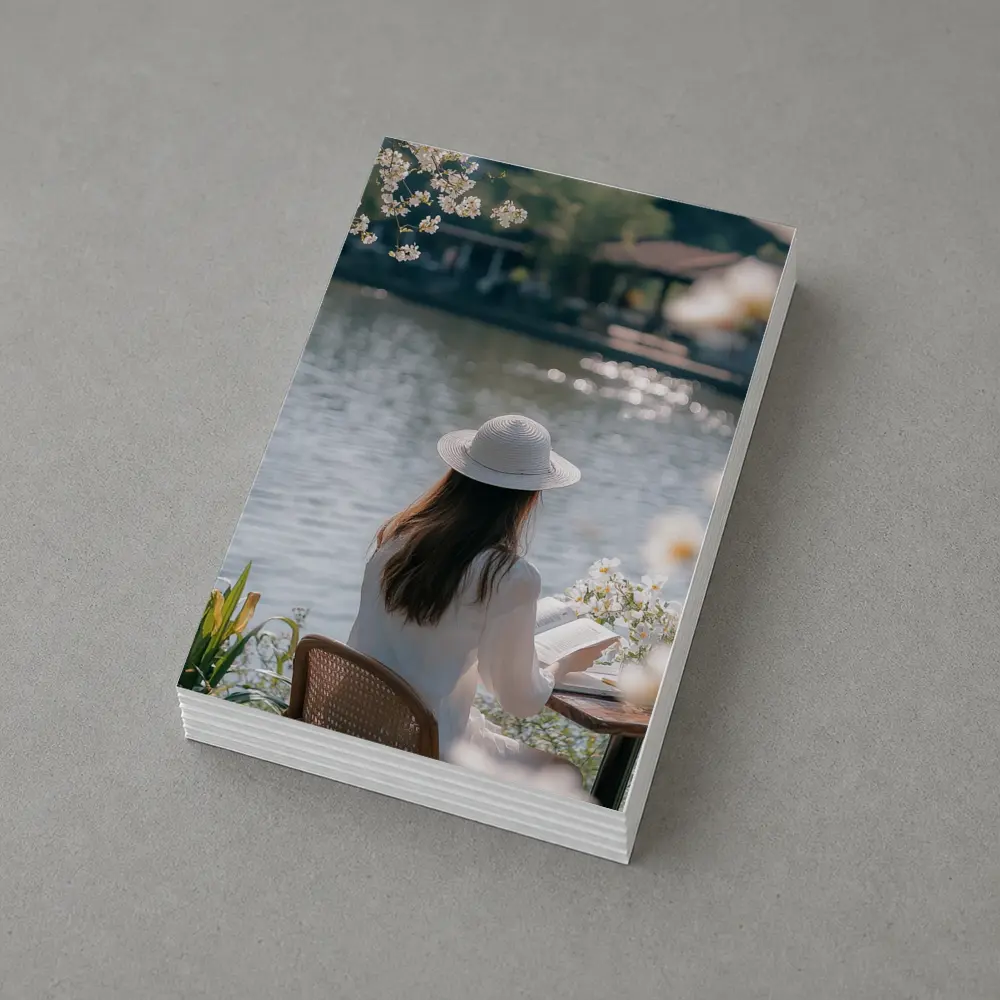 Woman Reading Book by Serene Lake – Postcards