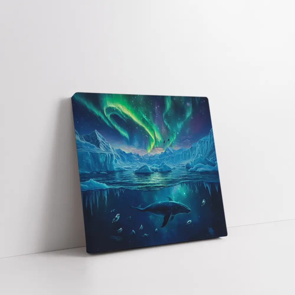 Whale Swimming Under Northern Lights Arctic – Wall Art