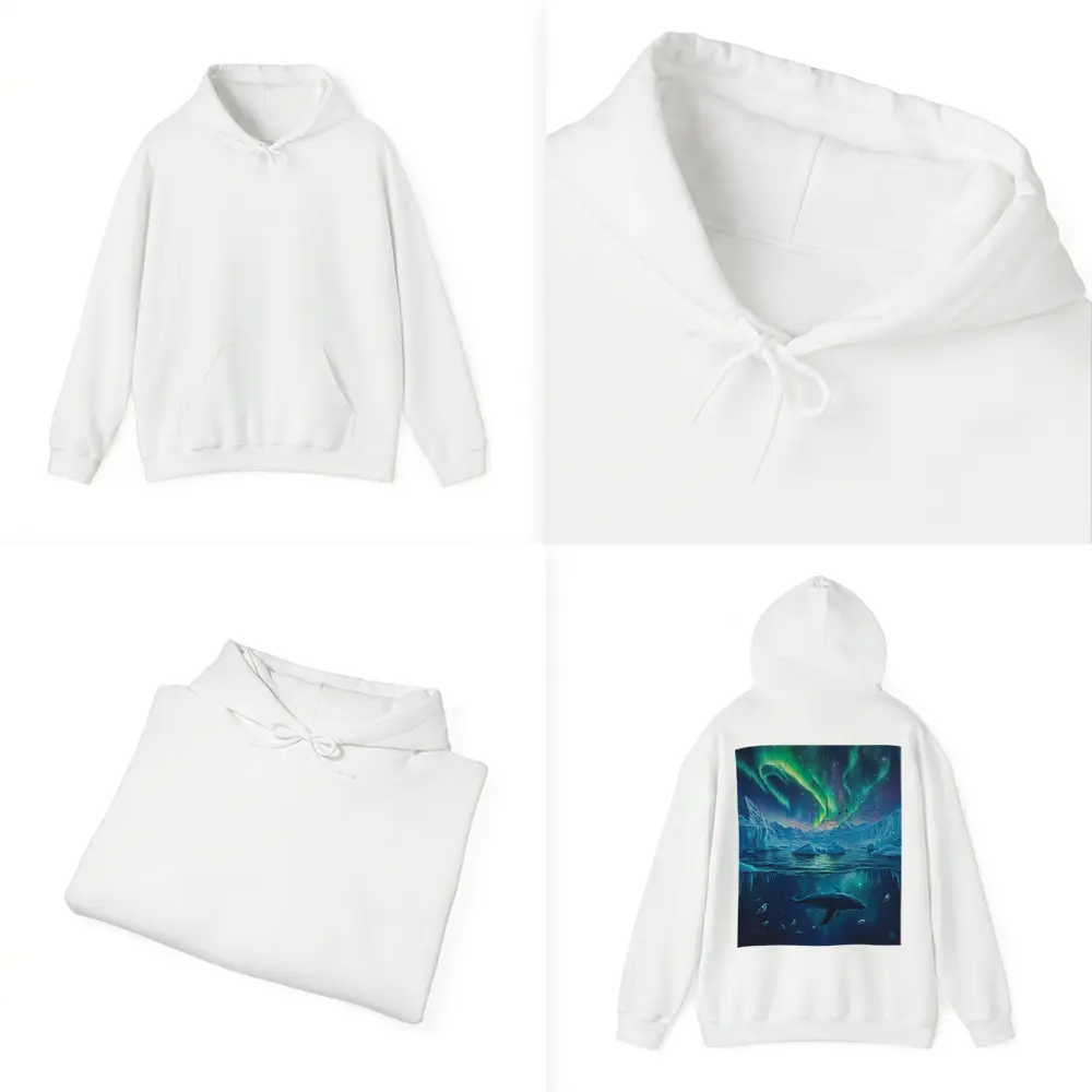 Whale Swimming Under Northern Lights Arctic – Hoodies