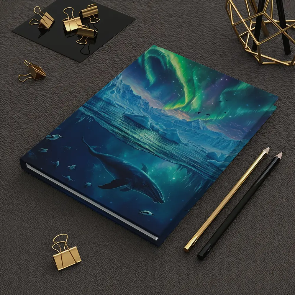 Whale Swimming Under Northern Lights Arctic – Notebooks
