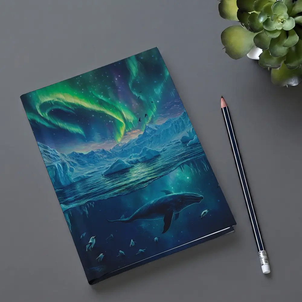 Whale Swimming Under Northern Lights Arctic – Notebooks