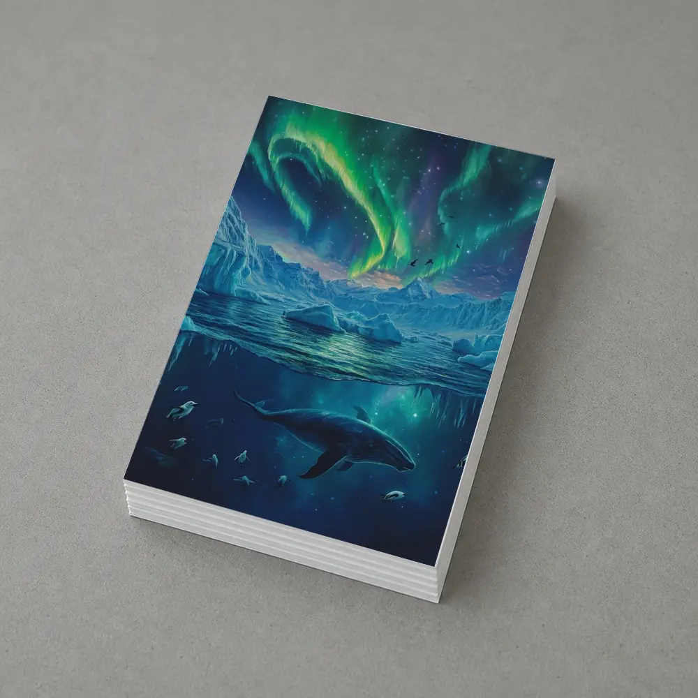 Whale Swimming Under Northern Lights Arctic – Postcards