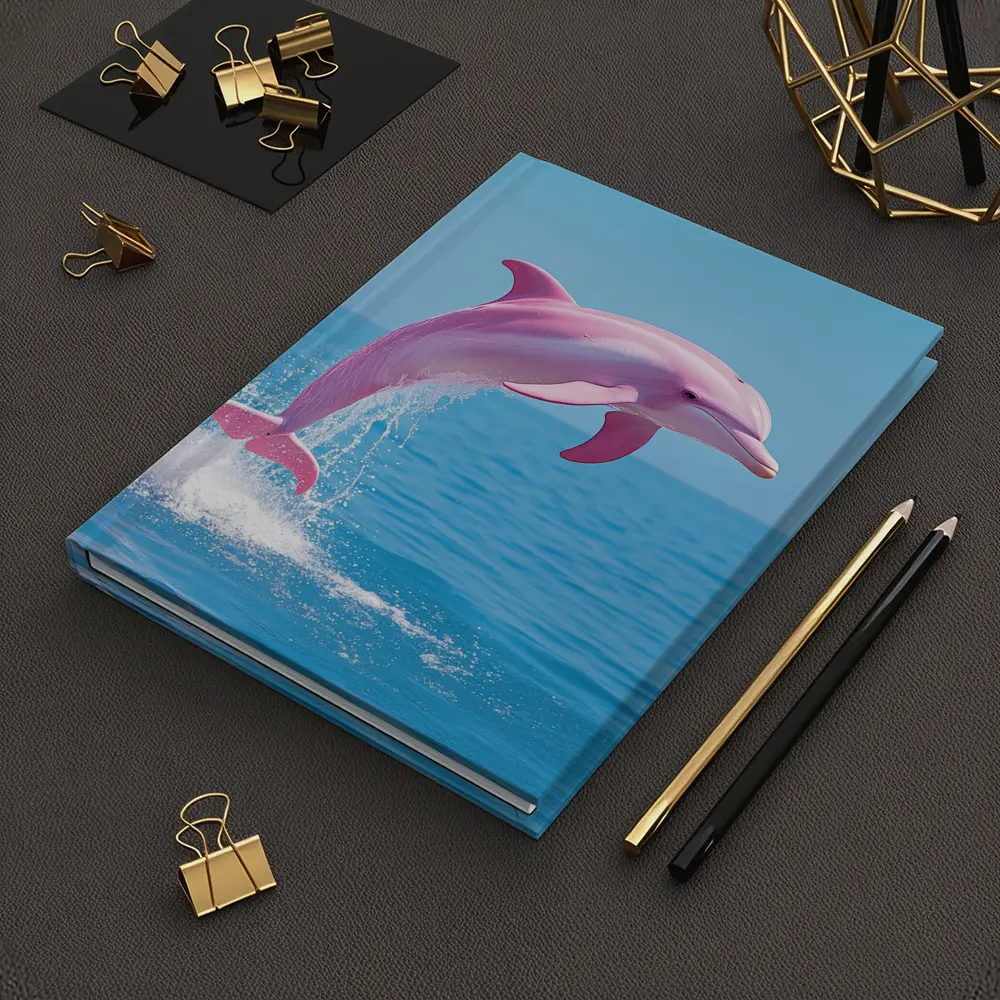 Pink Dolphin Leaping Over Blue Ocean – Notebooks