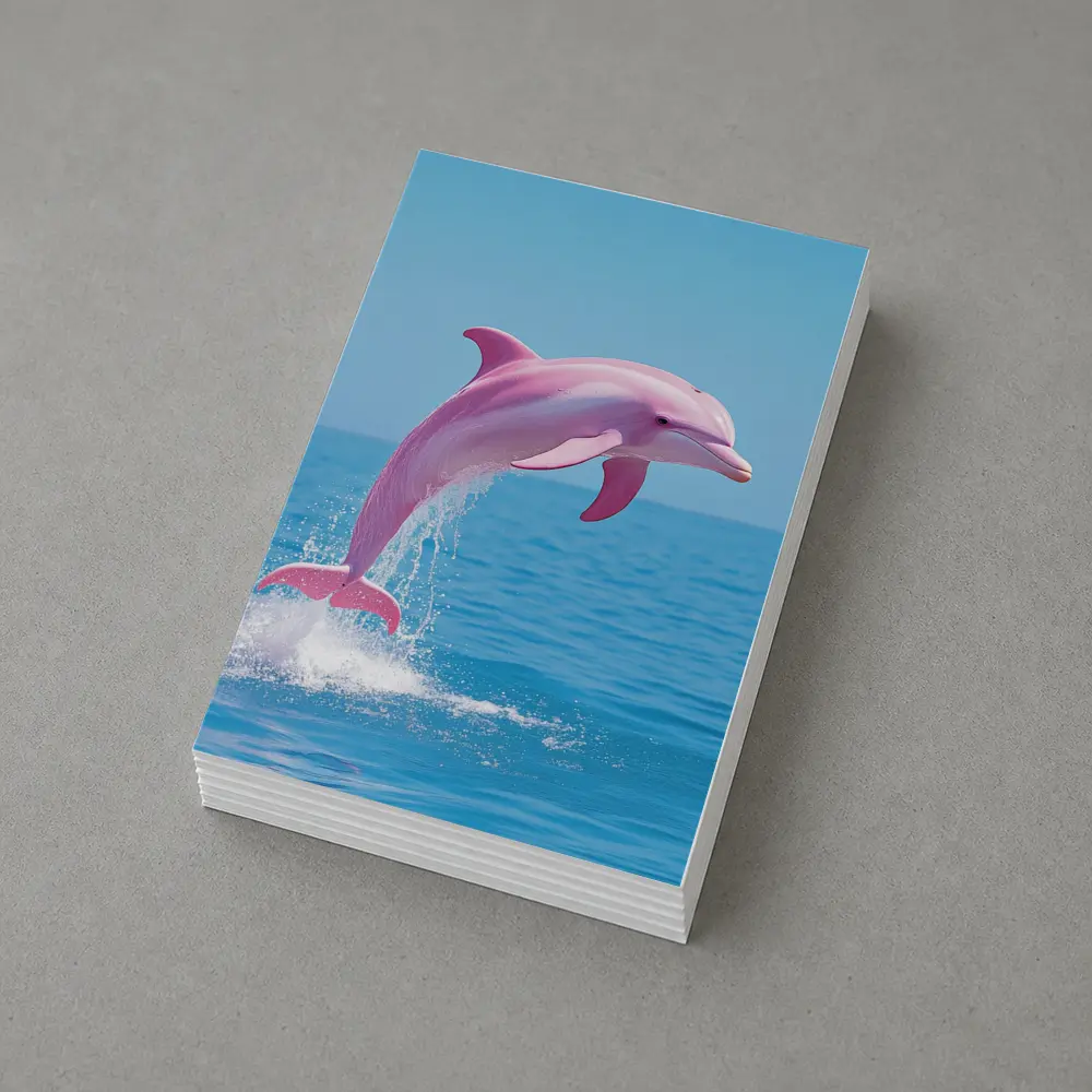 Pink Dolphin Leaping Over Blue Ocean – Postcards