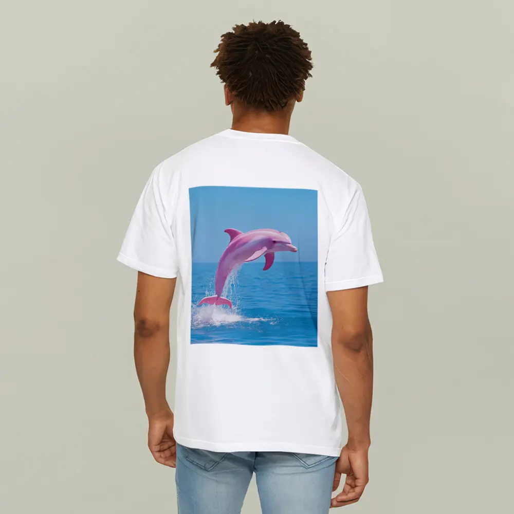 Pink Dolphin Leaping Over Blue Ocean – T-Shirts