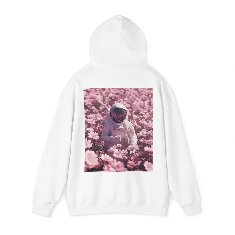 Astronaut Sitting In Pink Flower Field – Hoodies