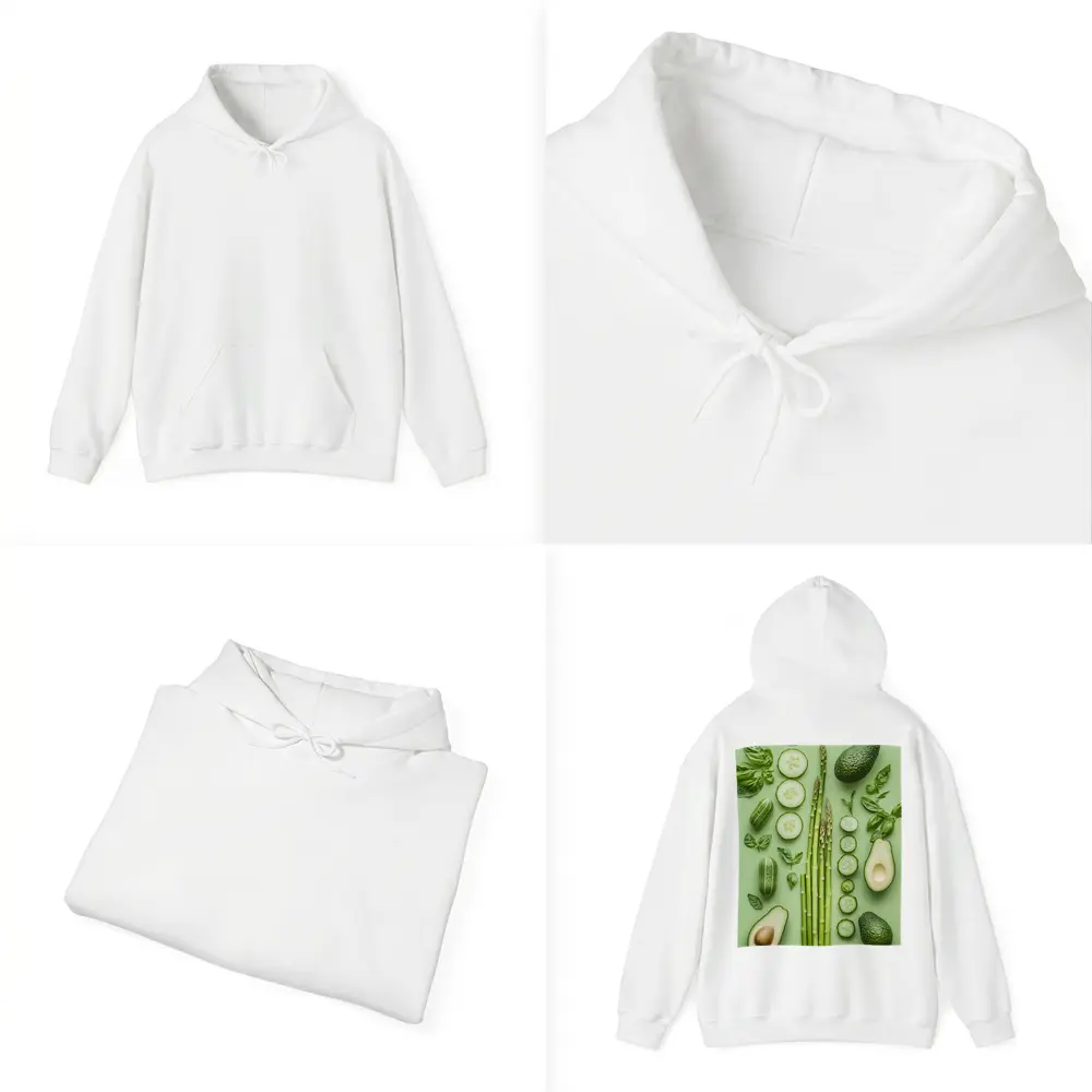 Green Vegetables Avocado Asparagus Cucumber Flat Lay – Hoodies