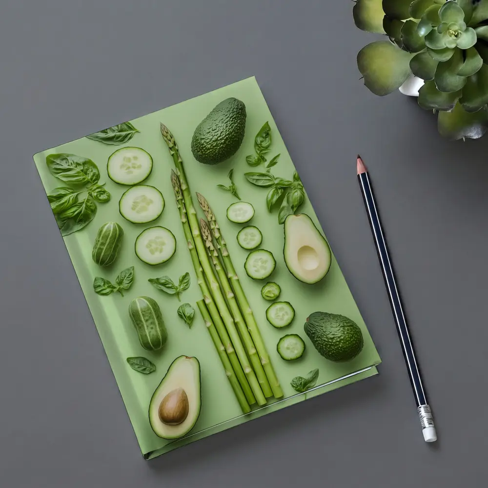 Green Vegetables Avocado Asparagus Cucumber Flat Lay – Notebooks