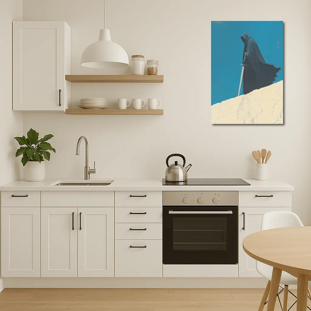 Dark Hooded Figure Sword Desert Dunes – Wall Art