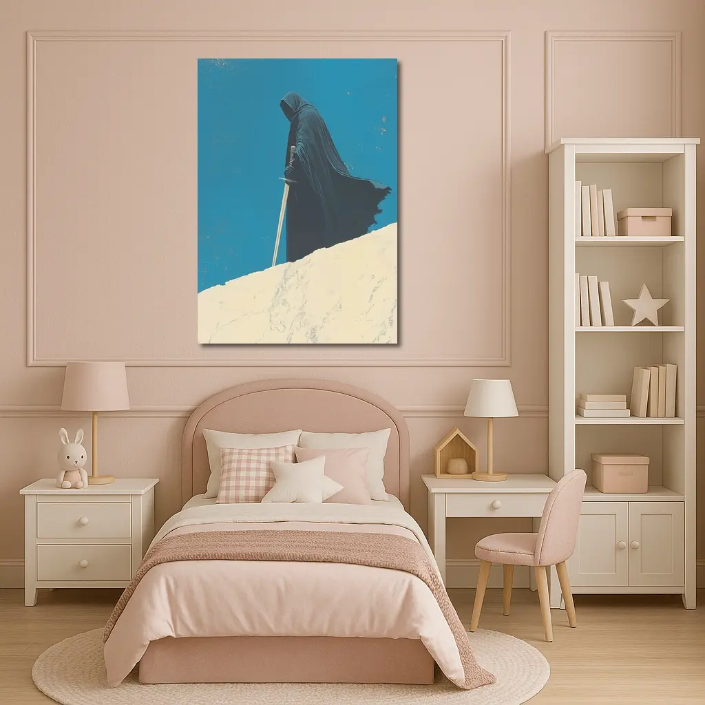 Dark Hooded Figure Sword Desert Dunes – Wall Art