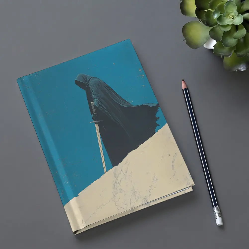 Dark Hooded Figure Sword Desert Dunes – Notebooks