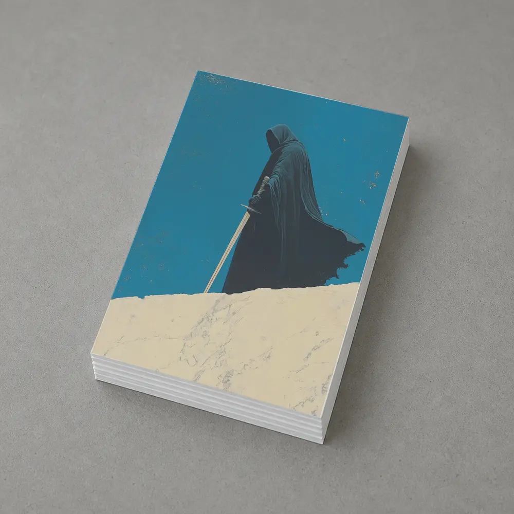 Dark Hooded Figure Sword Desert Dunes – Postcards