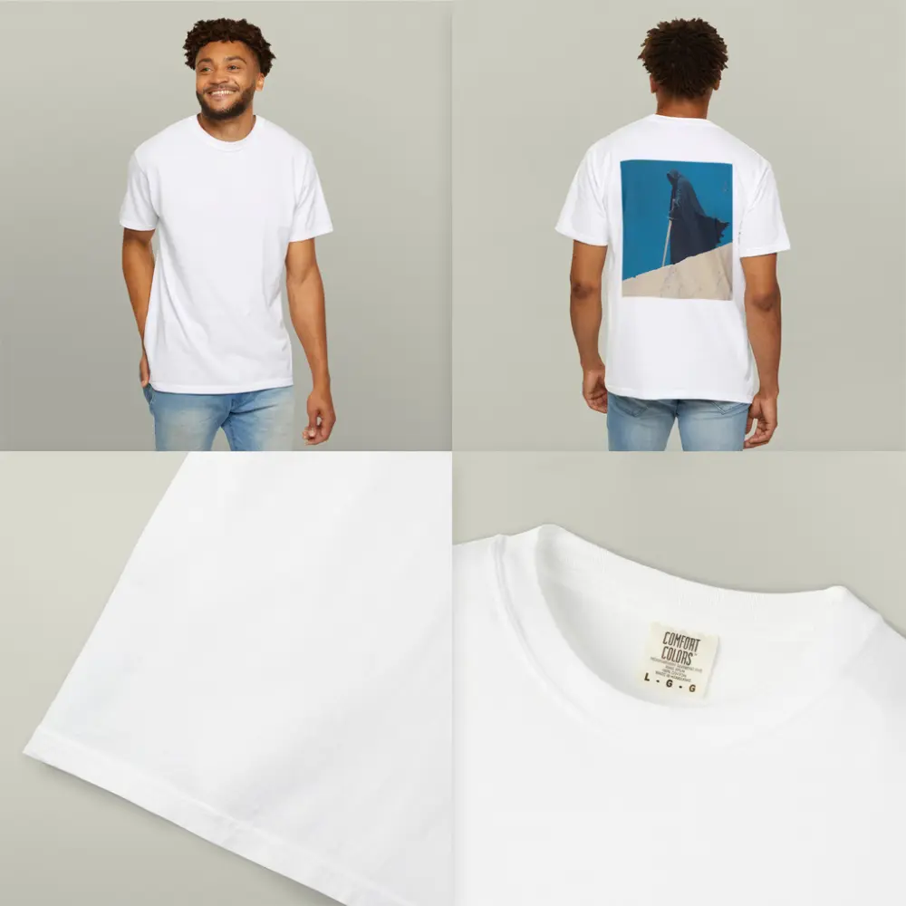 Dark Hooded Figure Sword Desert Dunes – T-Shirts