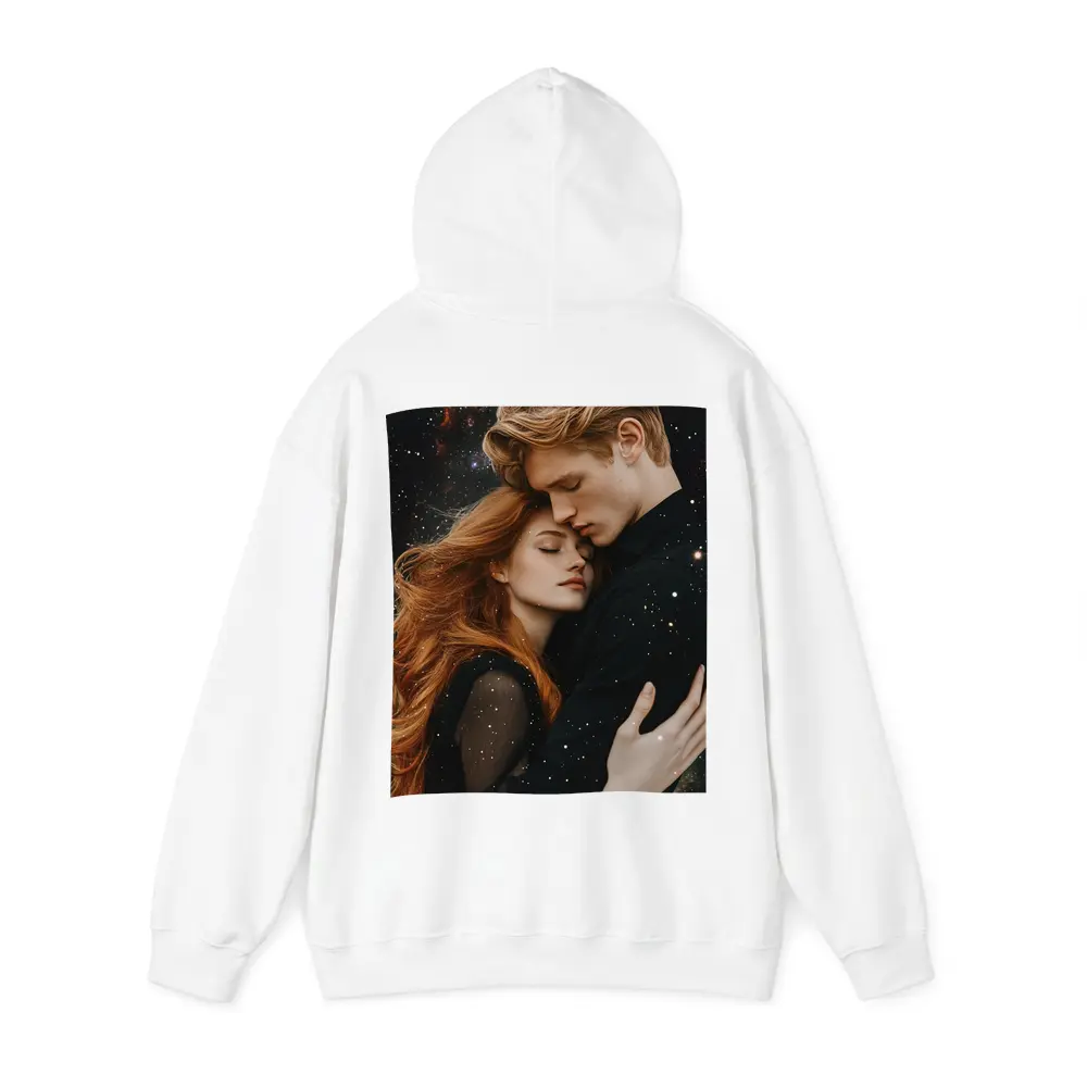 Romantic Couple Embracing Under Galaxy Stars – Hoodies