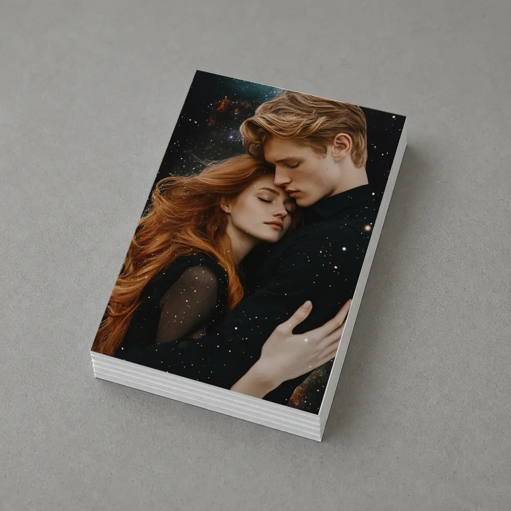 Romantic Couple Embracing Under Galaxy Stars – Postcards