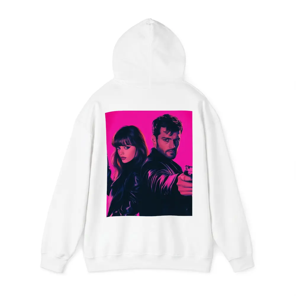 Man and Woman Agents Pink Neon Background – Hoodies