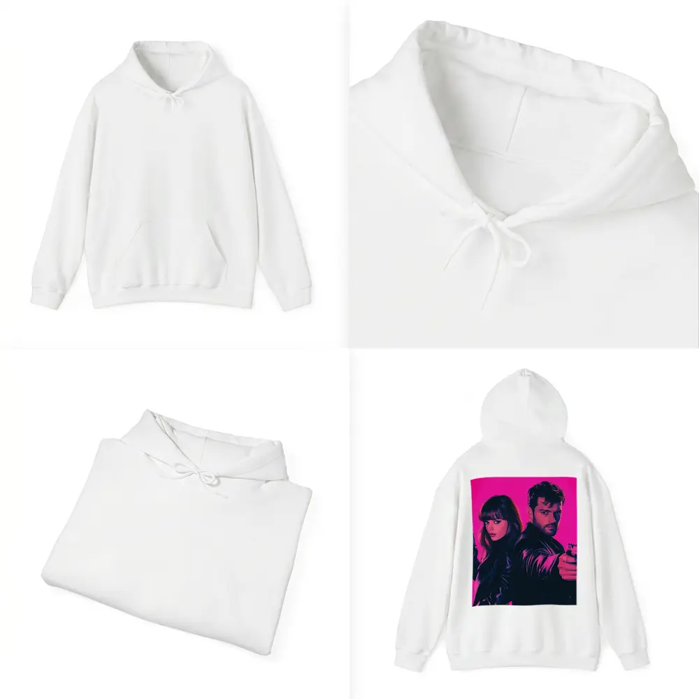 Man and Woman Agents Pink Neon Background – Hoodies