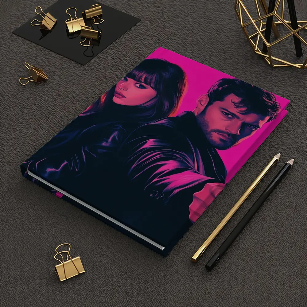 Man and Woman Agents Pink Neon Background – Notebooks