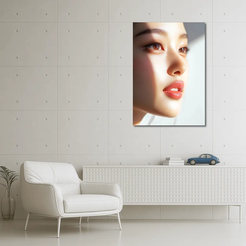 Asian Woman Portrait Soft White Background – Wall Art