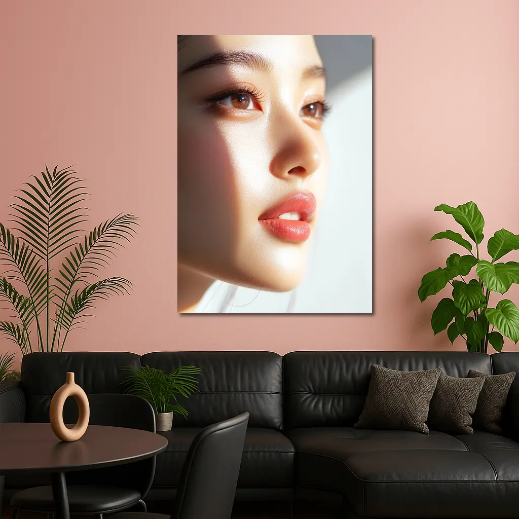 Asian Woman Portrait Soft White Background – Wall Art