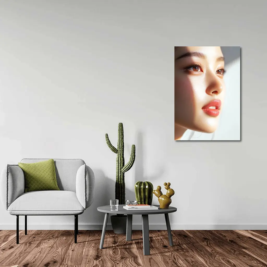 Asian Woman Portrait Soft White Background – Wall Art