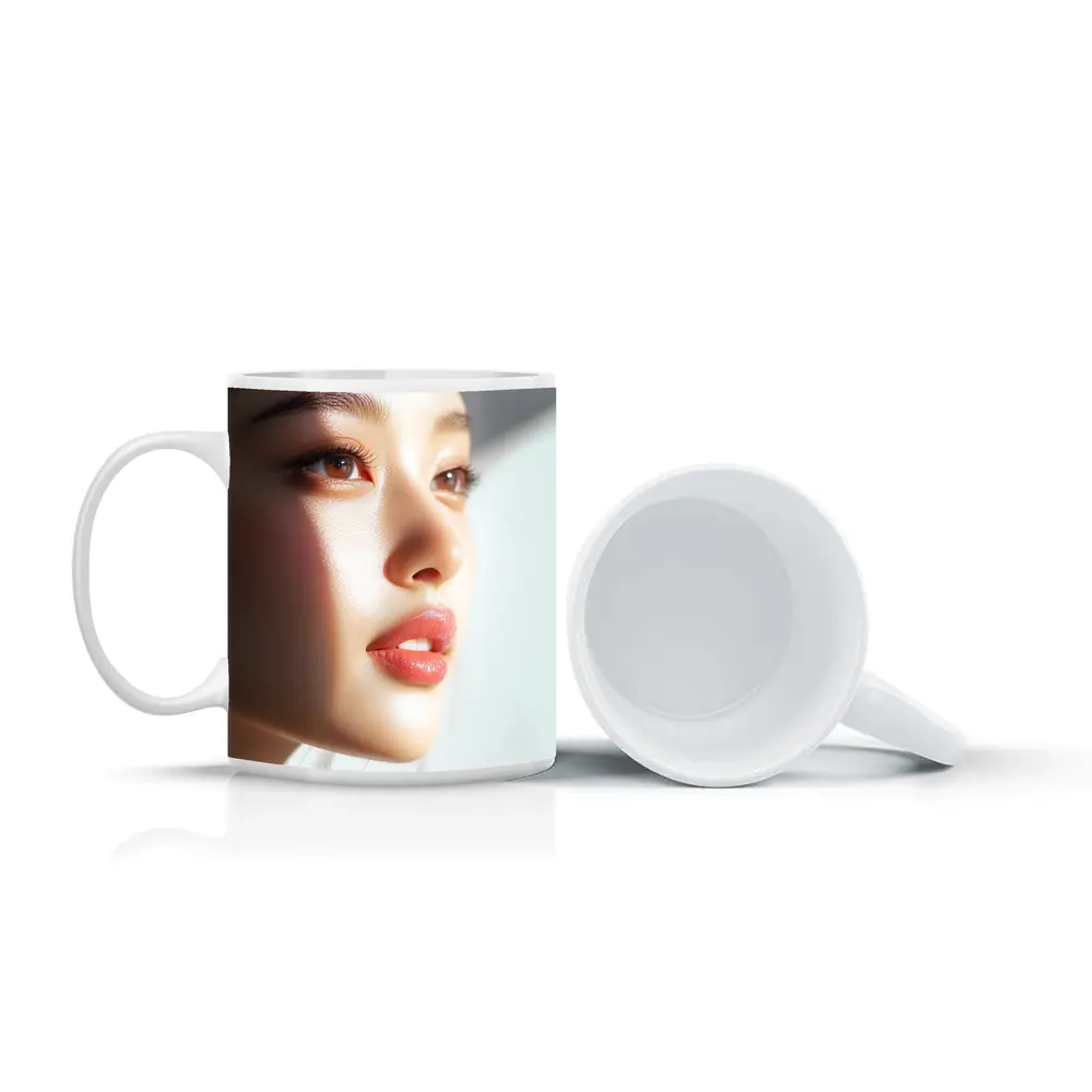 Asian Woman Portrait Soft White Background – Mugs