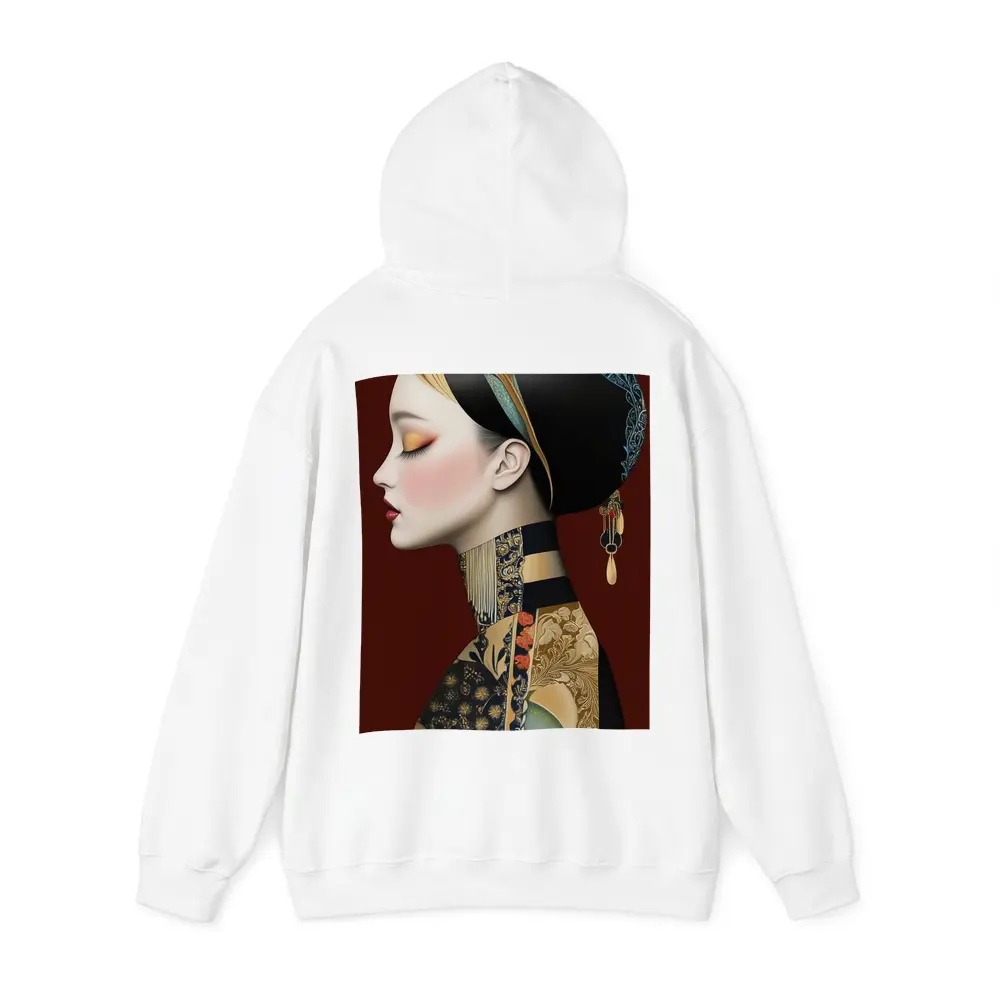 Asian Woman Portrait Illustration Dark Red Background – Hoodies
