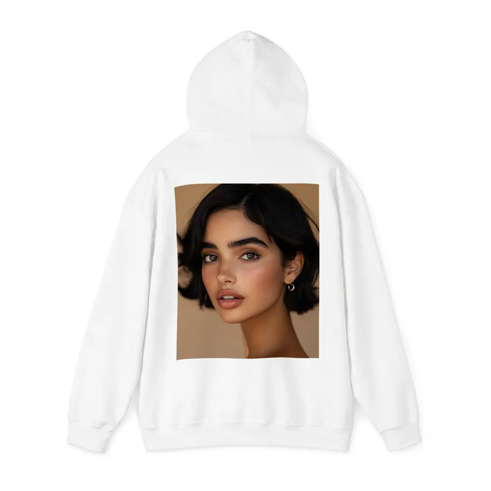 Young Woman Portrait Beige Neutral Background – Hoodies