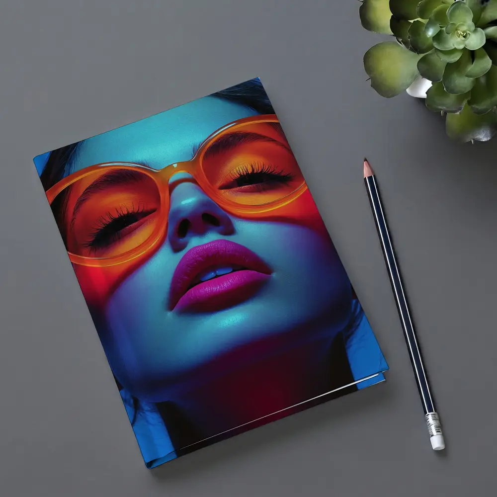 Neon Fashion Woman Orange Sunglasses Blue Light – Notebooks