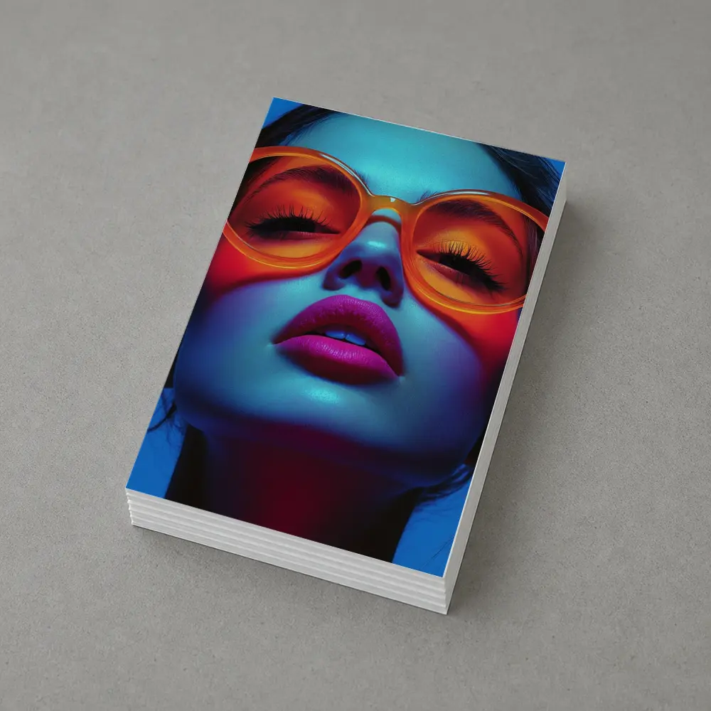 Neon Fashion Woman Orange Sunglasses Blue Light – Postcards