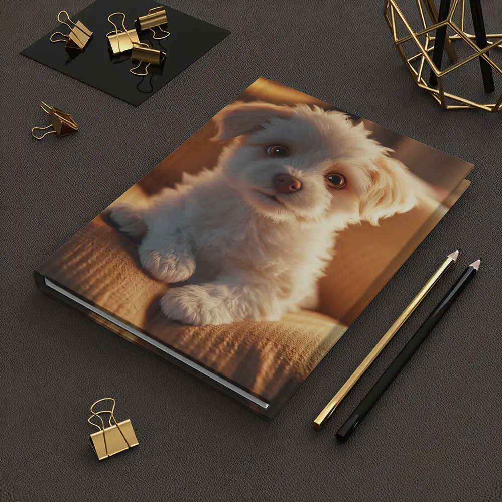 Fluffy White Maltese Puppy On Couch – Notebooks