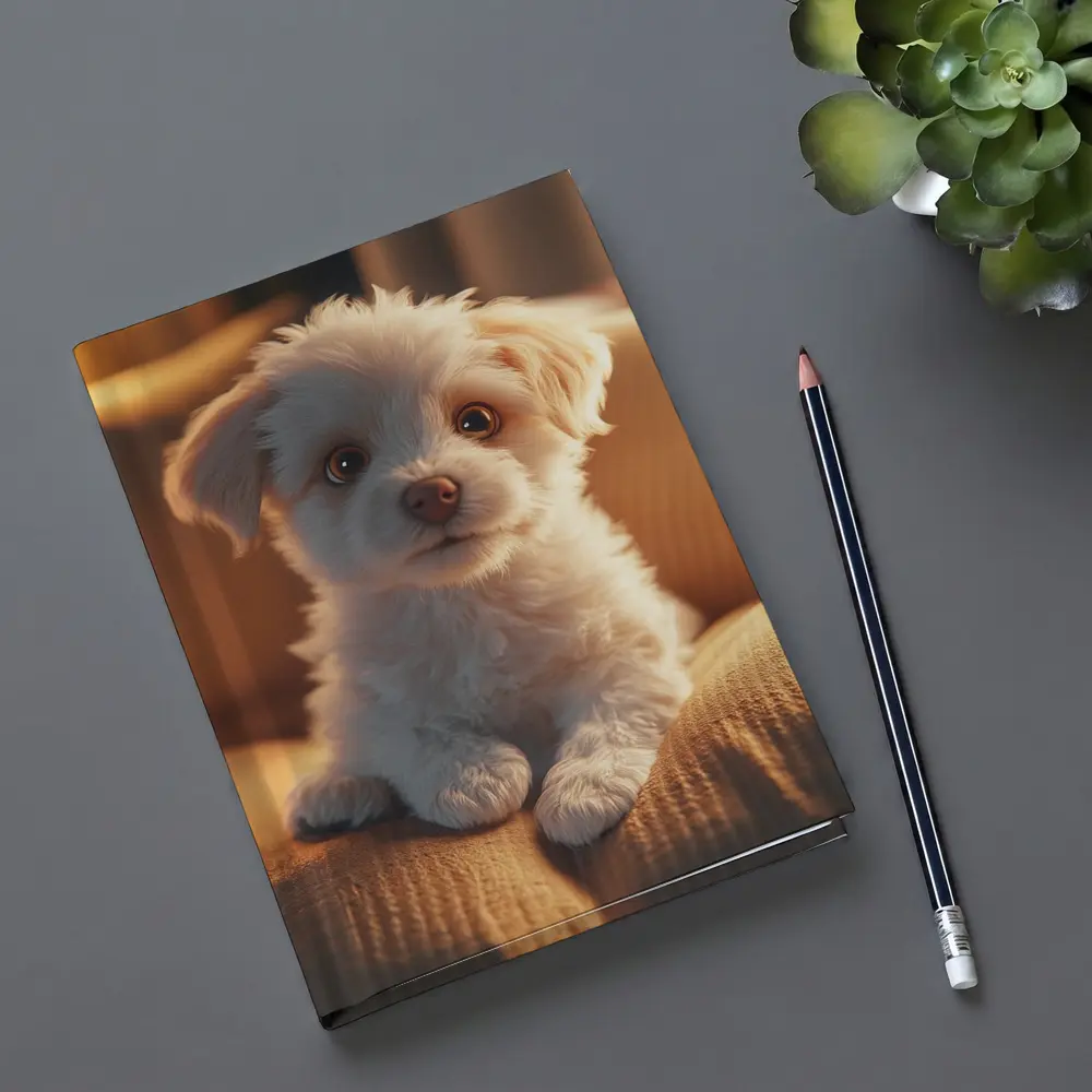 Fluffy White Maltese Puppy On Couch – Notebooks