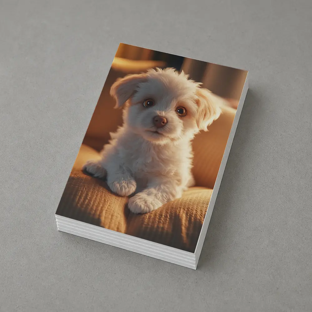 Fluffy White Maltese Puppy On Couch – Postcards