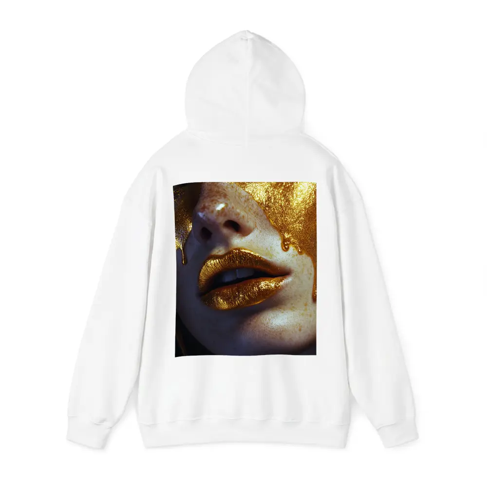 Gold Paint Dripping Over Freckled Face – Hoodies