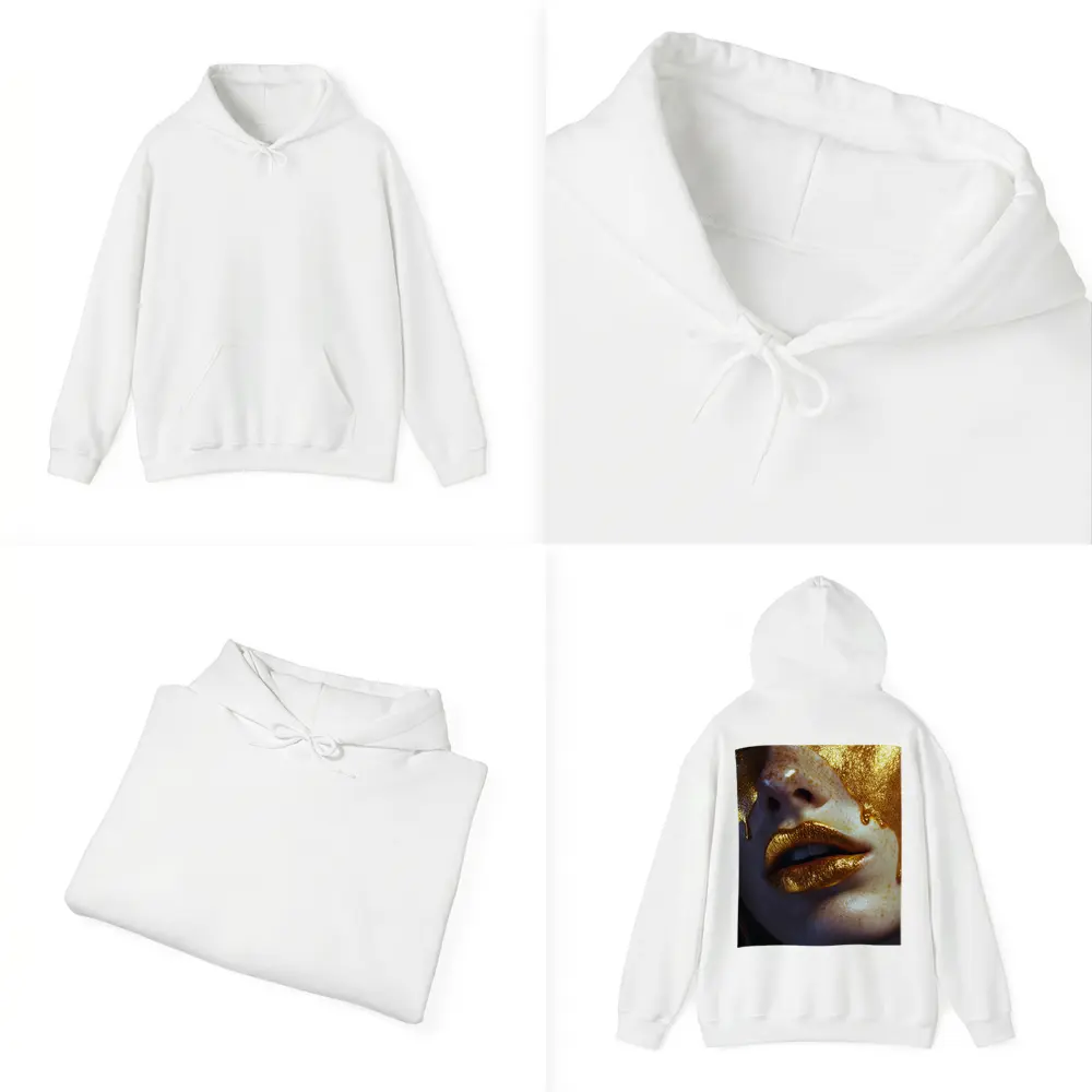 Gold Paint Dripping Over Freckled Face – Hoodies