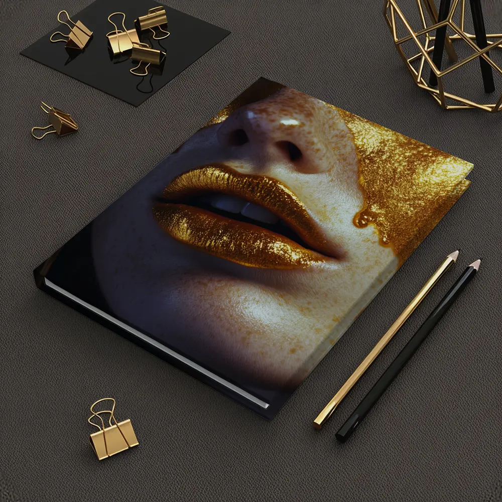 Gold Paint Dripping Over Freckled Face – Notebooks