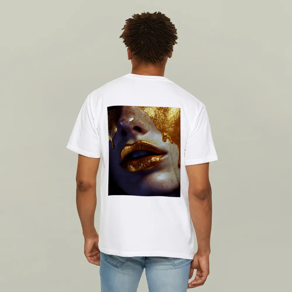 Gold Paint Dripping Over Freckled Face – T-Shirts