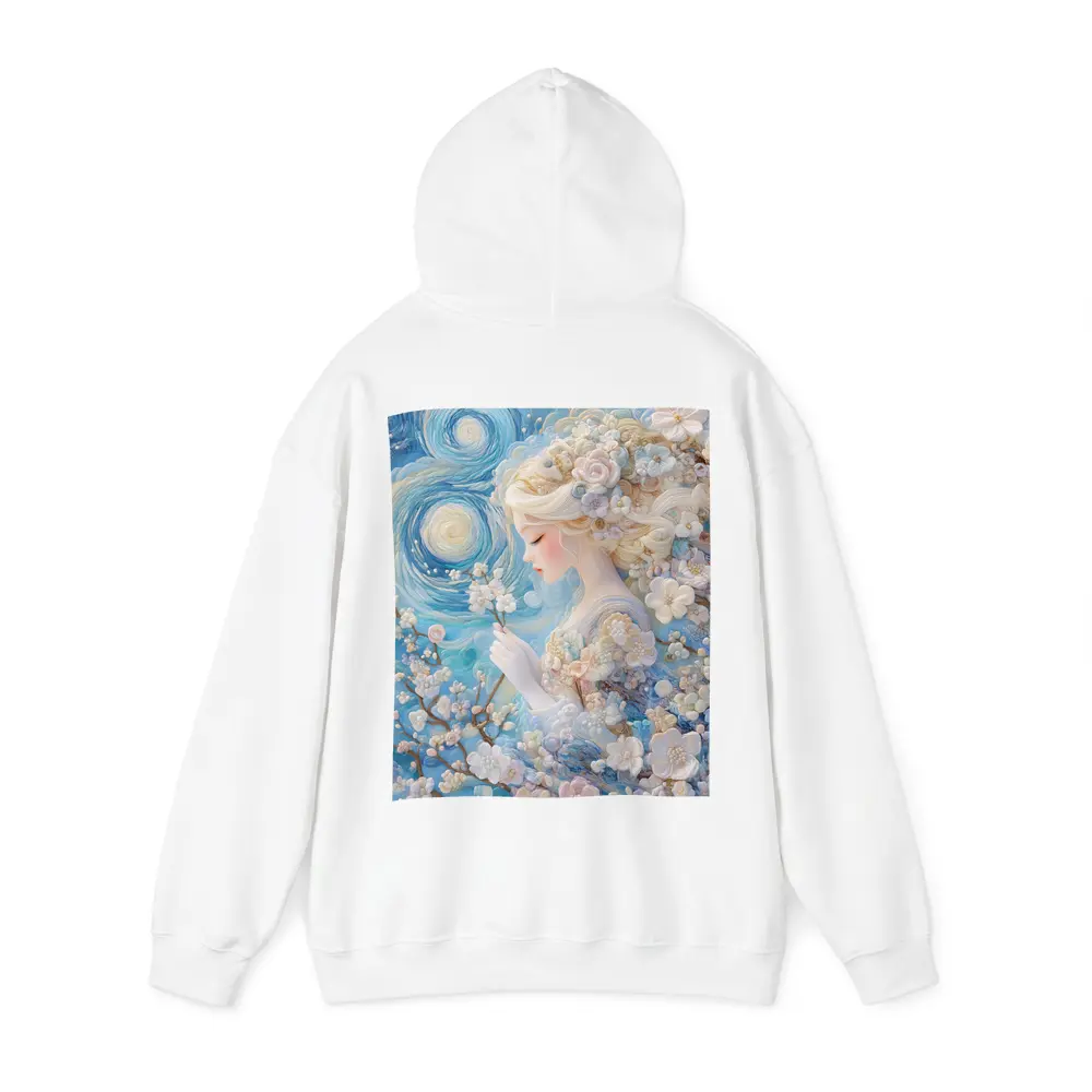 Blonde Girl Cherry Blossoms Swirling Blue Sky – Hoodies