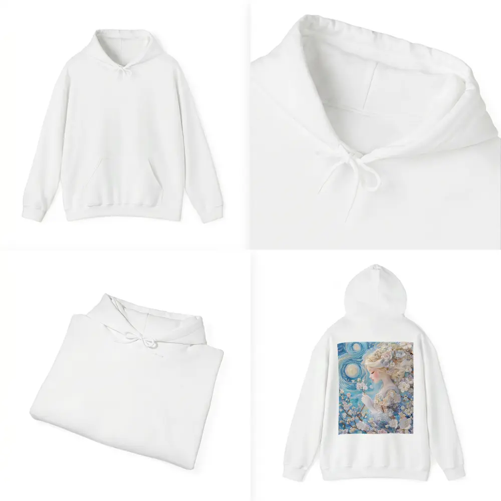 Blonde Girl Cherry Blossoms Swirling Blue Sky – Hoodies