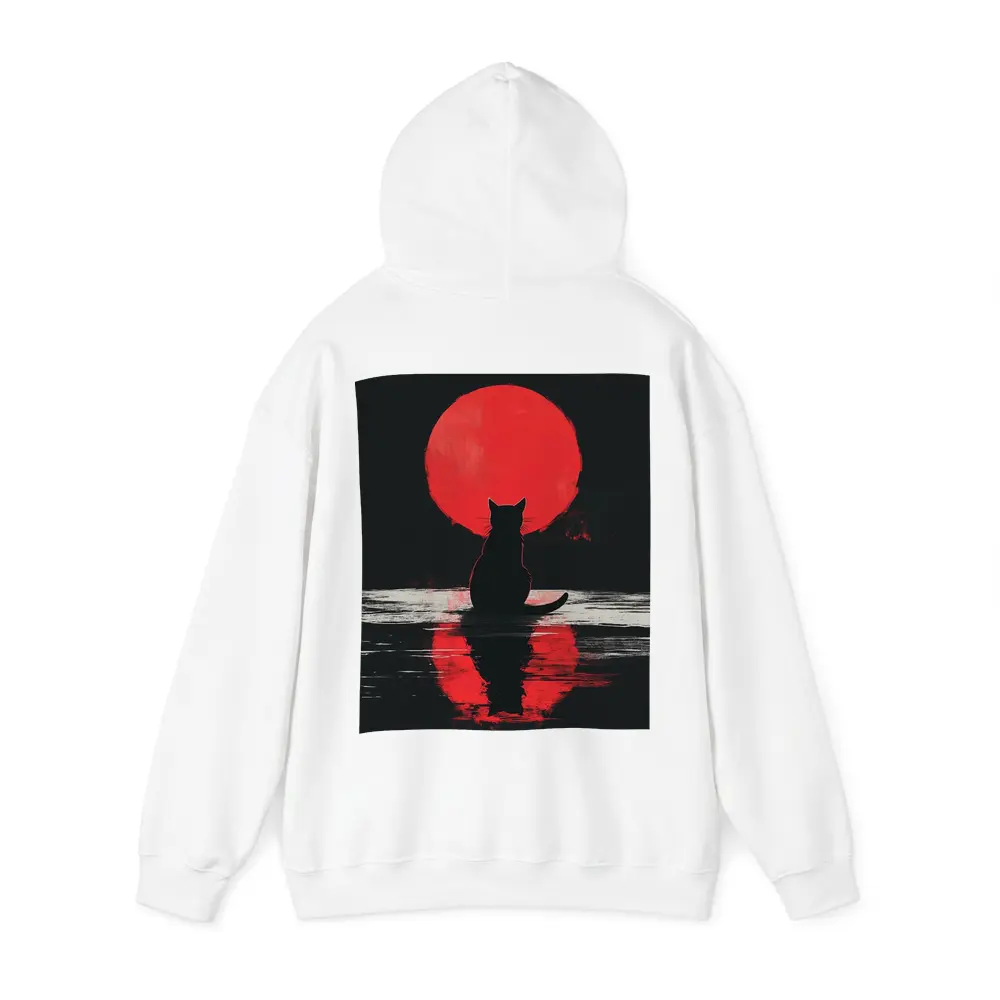 Black Cat Silhouette Red Moon Night – Hoodies