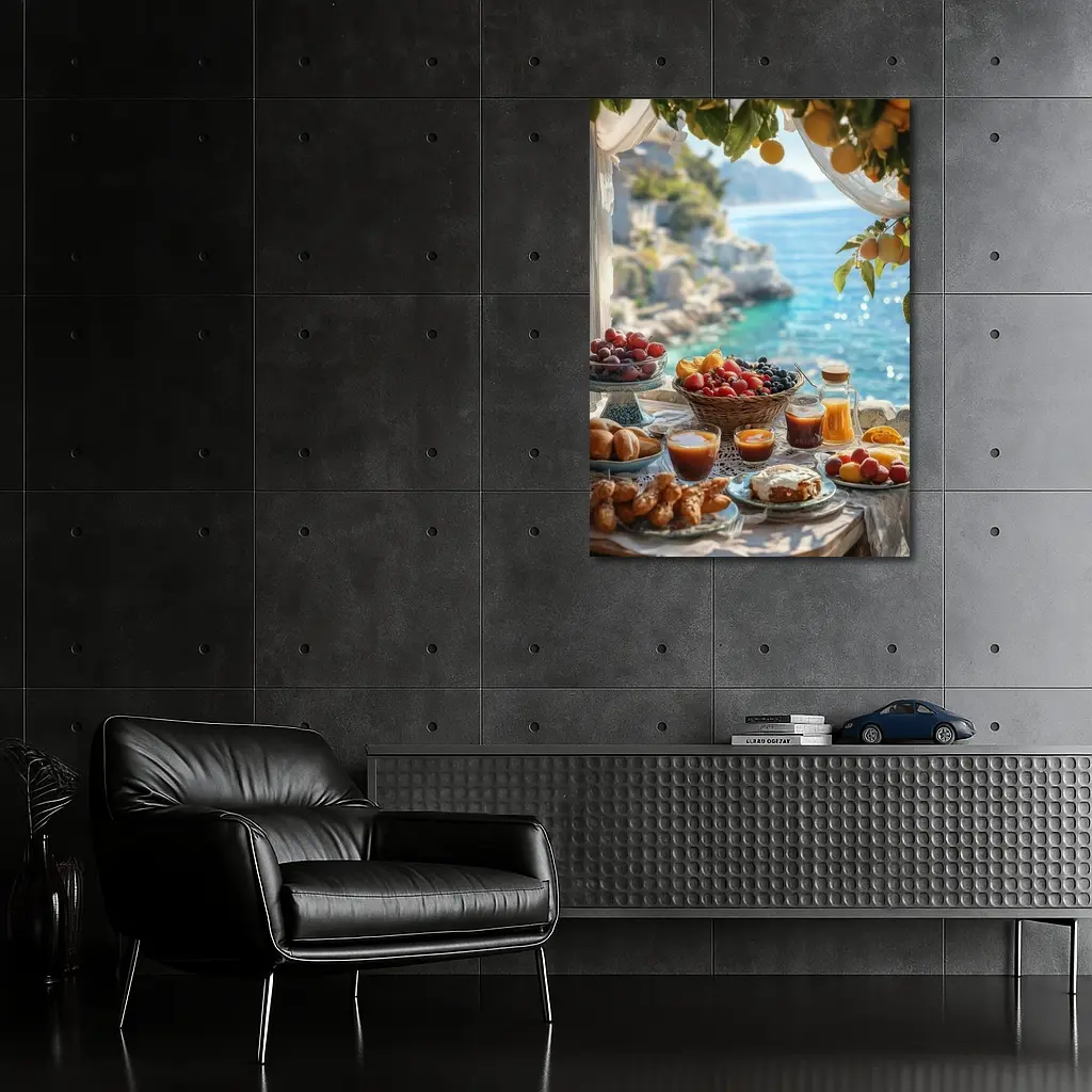 Mediterranean Breakfast Spread By The Sea – Wall Art