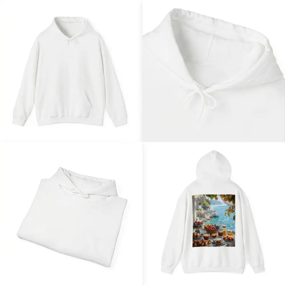 Mediterranean Breakfast Spread By The Sea – Hoodies