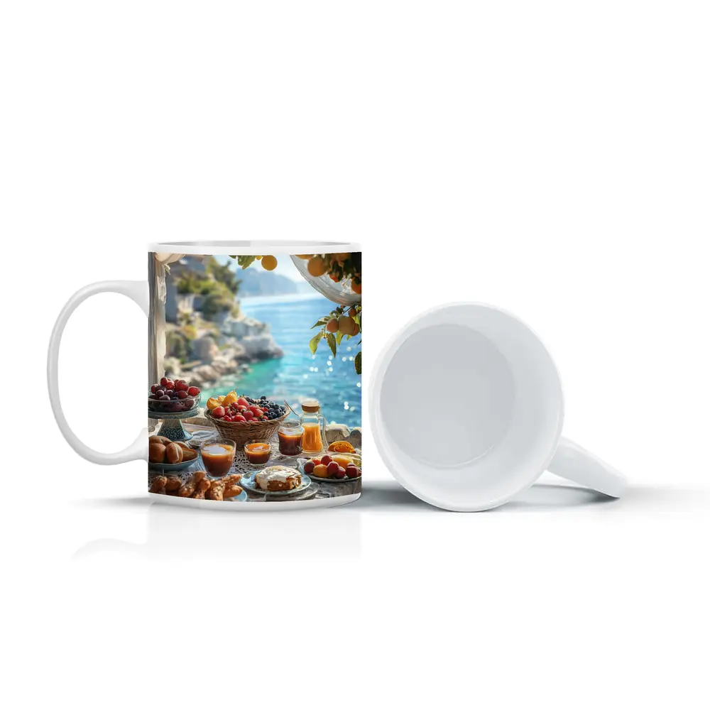 Mediterranean Breakfast Spread By The Sea – Mugs