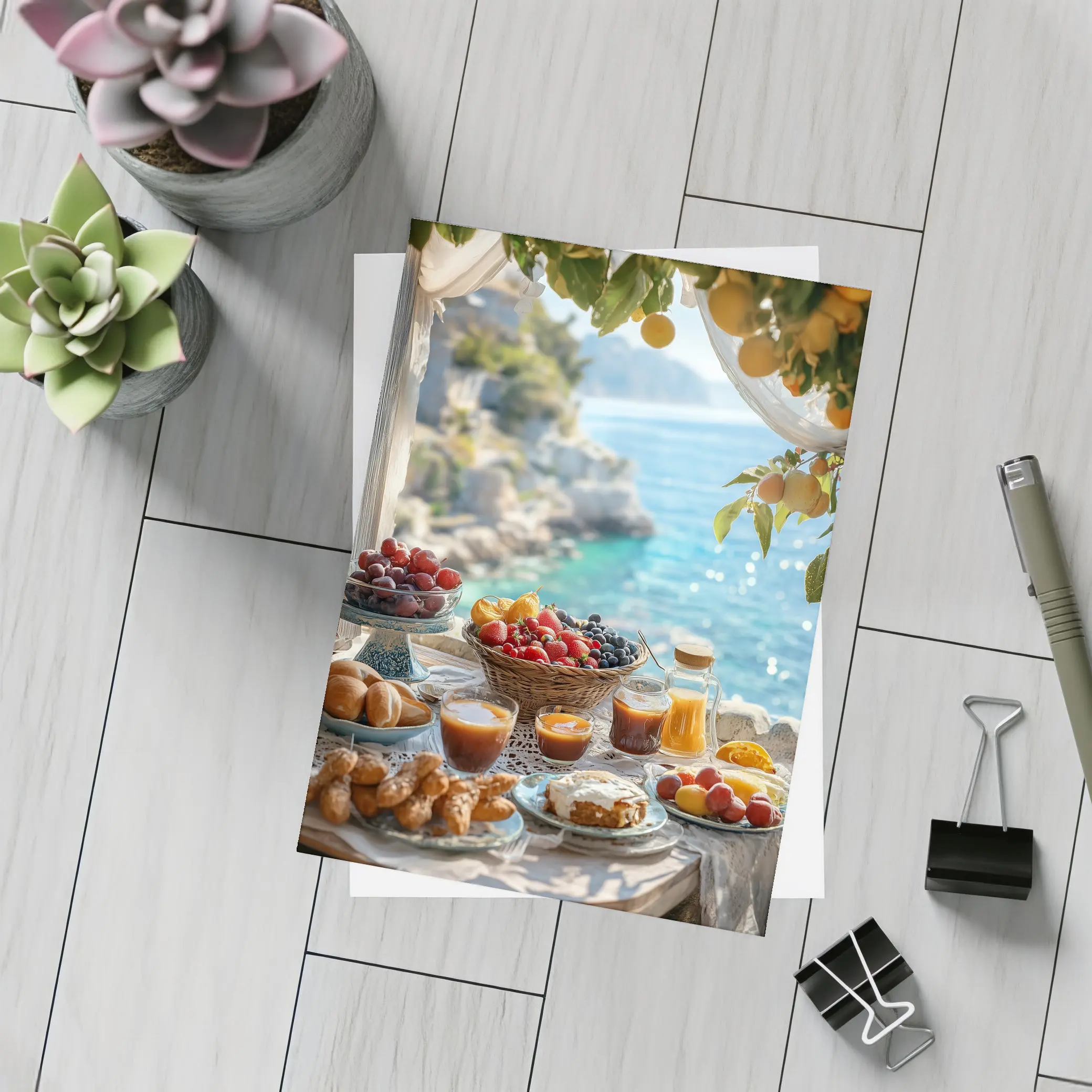 Mediterranean Breakfast Spread By The Sea – Postcards