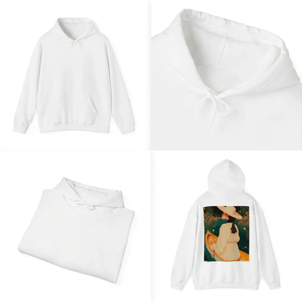 Woman in Hat on Boat Floral Night – Hoodies